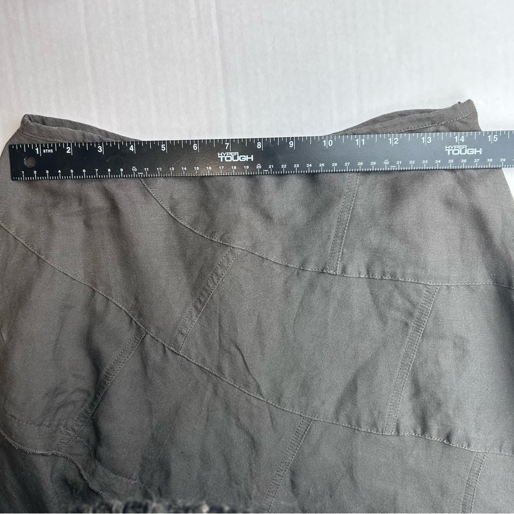 Sandro linen blend patchwork asymmetrical brown midi skirt Lagen Look Size 6 - Picture 10 of 12